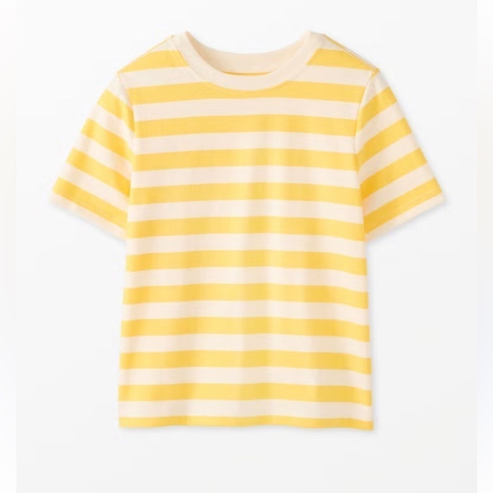 Hannah Andersson Relaxed Fit Striped T-Shirt Ecru/Soleil Size 10 Short Sleeves